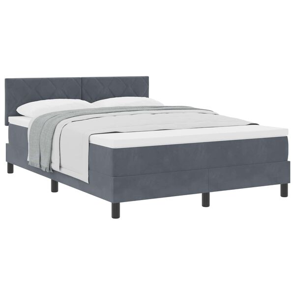 vidaXL Cama tipo Box Spring Gris oscuro 140 x 190 cm Terciopelo