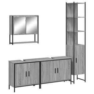 vidaXL Set de muebles de ba&ntilde;o 4 pzas madera contrachapada gris sonoma