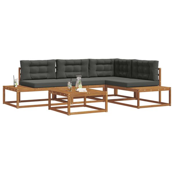 vidaXL Conjunto de sof&aacute;s de exterior 5 Pieza Natural y Antracita