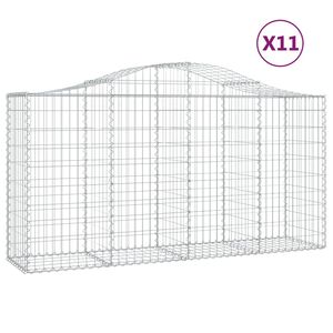 vidaXL Cestas de gaviones 11 uds forma de arco hierro 200x50x100/120cm