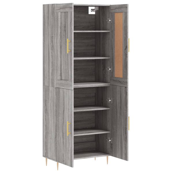 vidaXL Aparador alto madera contrachapada gris sonoma 69,5x34x180 cm