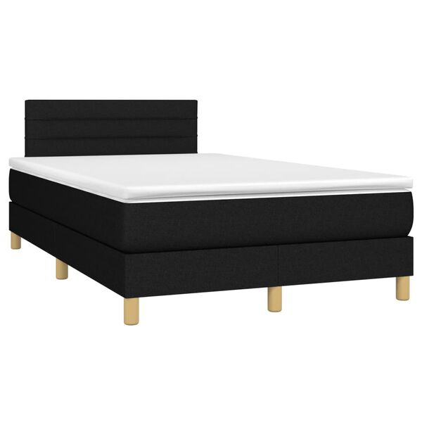 vidaXL Cama box spring con colch&oacute;n LED tela negro 120x200 cm