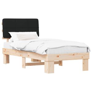 vidaXL Estructura de Cama con Cabecera Tapizada Negro 75 x 190 cm