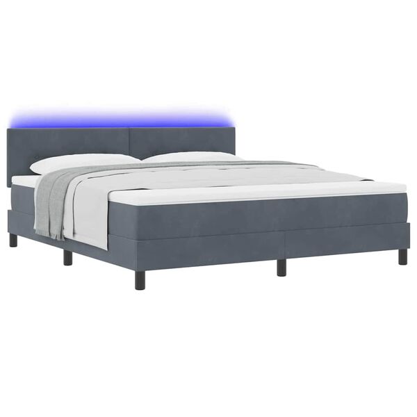 vidaXL Cama Box Spring LED con LED Gris oscuro 180 x 200 cm Terciopelo