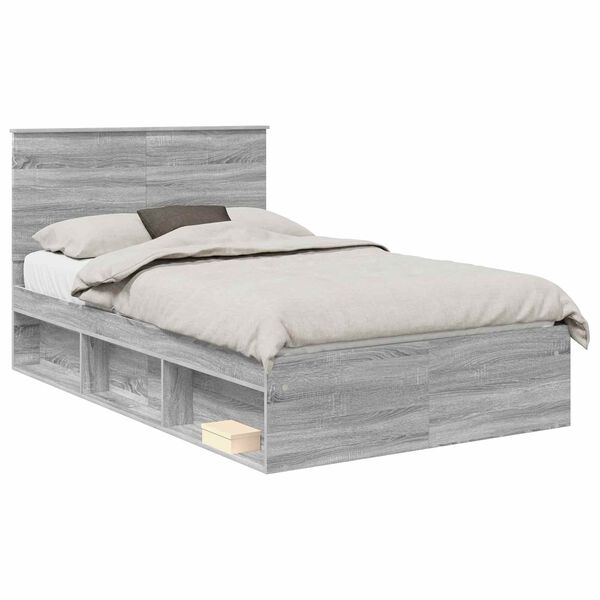 vidaXL Estructura de cama con cabecera Gris Sonoma 120 x 200 cm