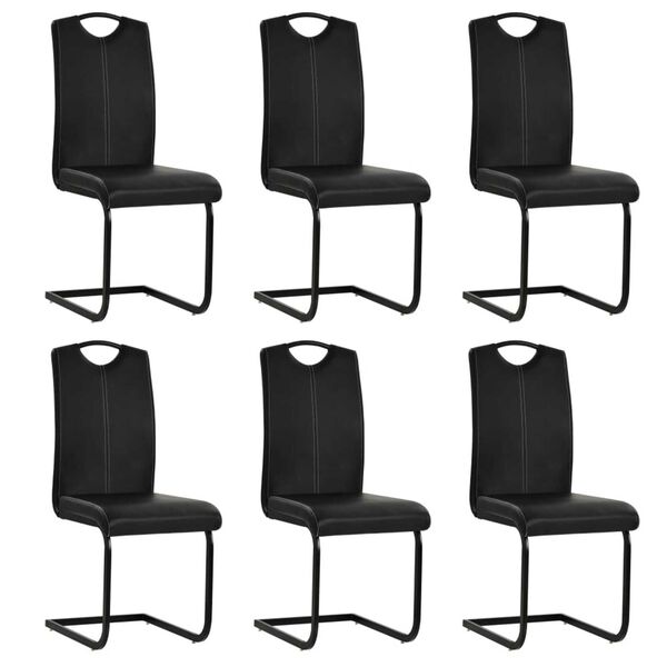 vidaXL Sillas de comedor voladizas 6 unidades cuero sintético negro