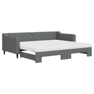 vidaXL Sof&aacute; cama nido con colch&oacute;n tela gris oscuro 90x200 cm