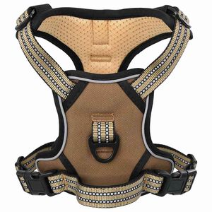 vidaXL Arn&eacute;s para perros con correa y collar ajustable marr&oacute;n L