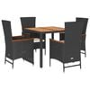 vidaXL Set de muebles jard&iacute;n 5 pzas con cojines rat&aacute;n sint&eacute;tico negro