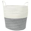 vidaXL Cesta de almacenaje algod&oacute;n gris y blanco &Oslash;43x38 cm