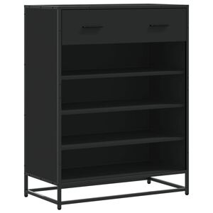 vidaXL Zapatero de madera de ingenier&iacute;a y metal negro 75x38x97,5 cm