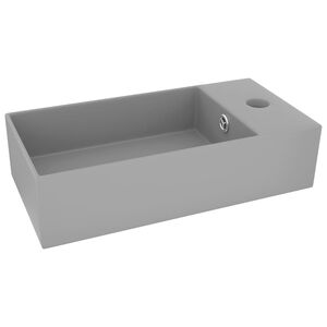 vidaXL Lavabo con rebosadero cer&aacute;mica gris claro