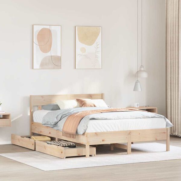 vidaXL Estructura de cama sin colch&oacute;n madera de pino maciza 120x200 cm