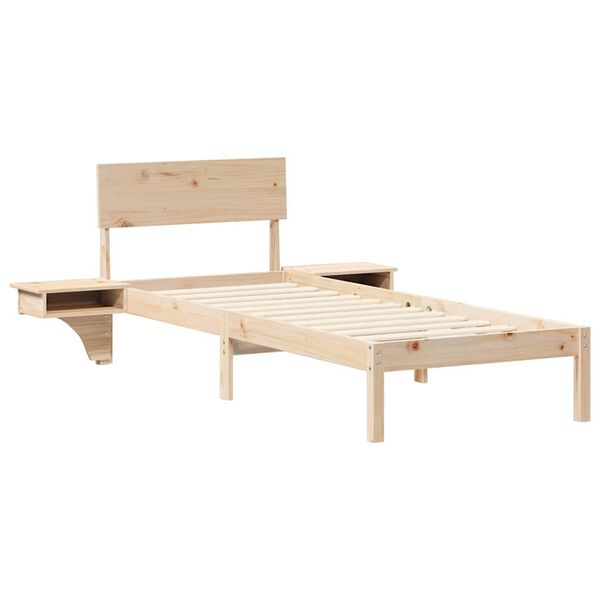 vidaXL Estructura de cama Marrón 75 x 190 cm Madera de pino macizo
