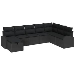 vidaXL Juego de Sof&aacute; 8 uds. Negro rat&aacute;n sint&eacute;tico