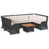 vidaXL Set de muebles de jard&iacute;n y cojines 7 pzas rat&aacute;n sint&eacute;tico negro
