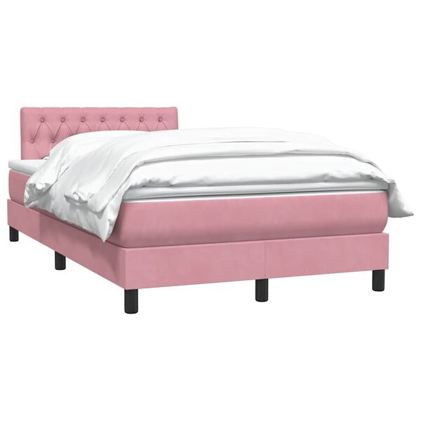 vidaXL Cama box spring con colch&oacute;n terciopelo rosa 120x220 cm
