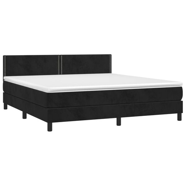 vidaXL Cama box spring colch&oacute;n y LED terciopelo negro 160x200 cm