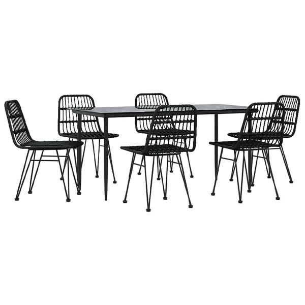 vidaXL Juego de comedor de jard&iacute;n 7 piezas rat&aacute;n sint&eacute;tico negro