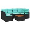 vidaXL Conjunto de sof&aacute;s de jard&iacute;n 7 uds. Negro rat&aacute;n sint&eacute;tico