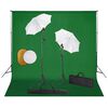 vidaXL Kit estudio fotogr&aacute;fico l&aacute;mparas sombrillas fondo y reflector