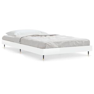 vidaXL Estructura de cama madera de ingenier&iacute;a blanco brillo 90x190 cm