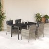 vidaXL Set comedor de jard&iacute;n 5 pzas cojines rat&aacute;n sint&eacute;tico gris claro