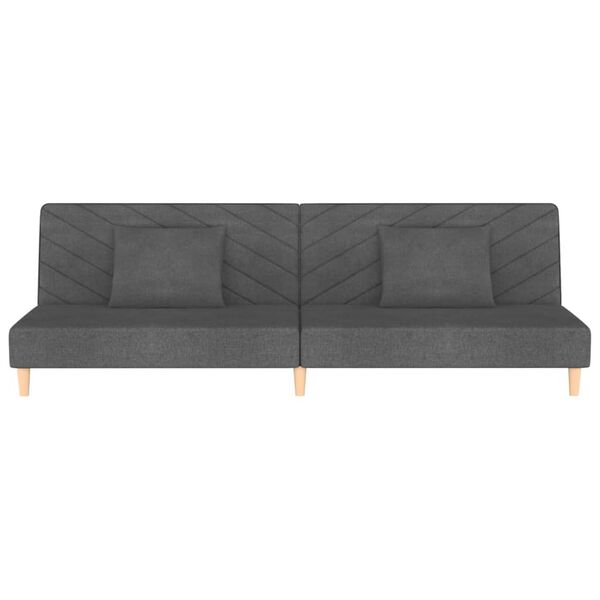 vidaXL Sof&aacute; cama de 2 plazas con dos almohadas tela gris oscuro