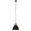 vidaXL L&aacute;mpara colgante industrial hierro negro y madera 46 cm E27
