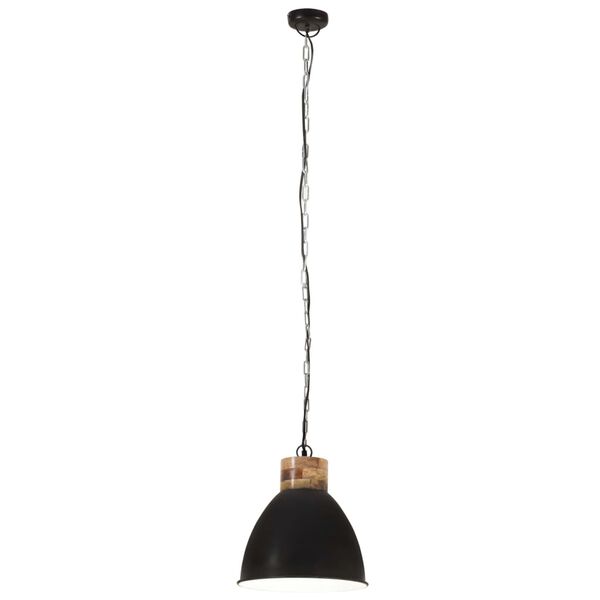 vidaXL L&aacute;mpara colgante industrial hierro negro y madera 46 cm E27