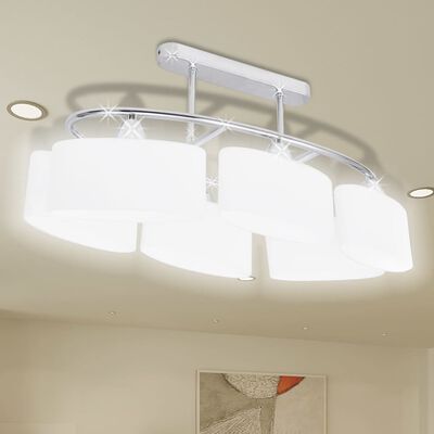 Lámpara de techo con seis focos elipsoidales de vidrio, E14