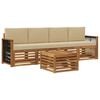 vidaXL Conjunto de sof&aacute;s de exterior con coj&iacute;n 5 pcs Natural y Beige