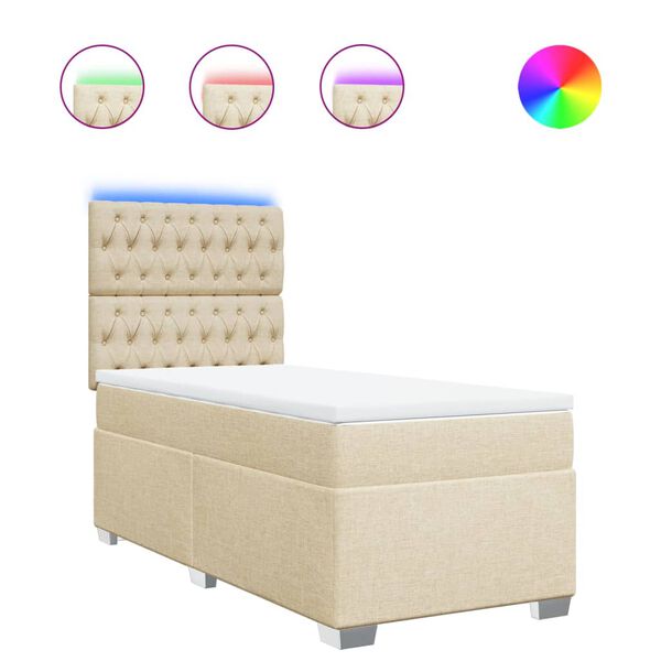vidaXL Cama box spring con colchón tela color crema 80x200 cm