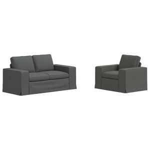 vidaXL Juego de Sof&aacute; 2 uds. Gris oscuro tela