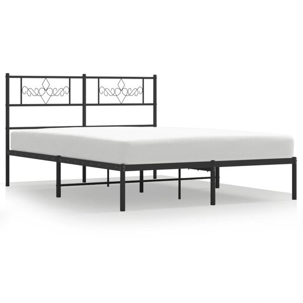 vidaXL Estructura cama sin colch&oacute;n con cabecero metal negro 140x200 cm