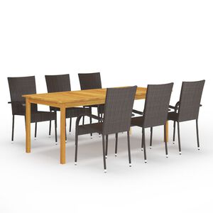 vidaXL Juego de comedor para jard&iacute;n 7 piezas marr&oacute;n