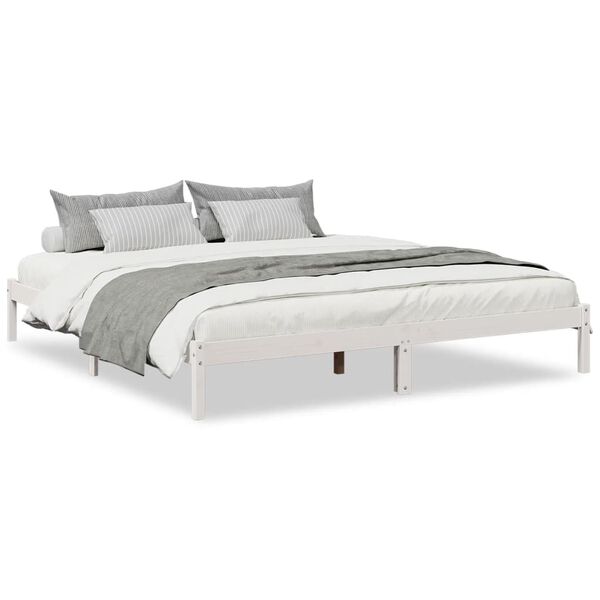 vidaXL Cama extralarga sin colchón madera maciza pino blanca 180x220cm