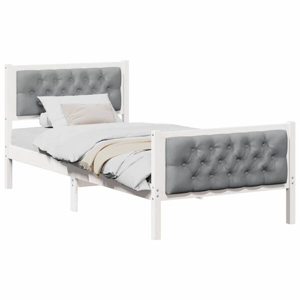 vidaXL Estructura de cama Gris Claro 90 x 200 cm Madera de pino macizo