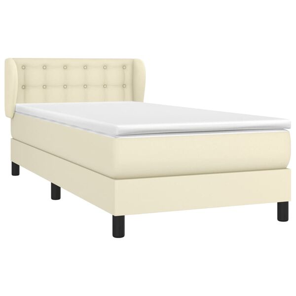 vidaXL Cama box spring con colch&oacute;n cuero sint&eacute;tico crema 80x200 cm