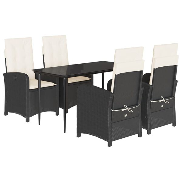 vidaXL Set de muebles jard&iacute;n 5 pzas con cojines rat&aacute;n sint&eacute;tico negro