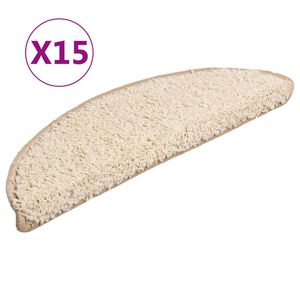 vidaXL Alfombrillas para escaleras 15 unidades 56x17x3 cm Crema Semicircular