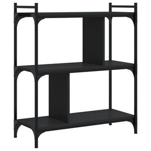 vidaXL Librer&iacute;a de 3 estantes madera de ingenier&iacute;a negro 76x32x88 cm
