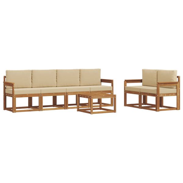 vidaXL Conjunto de sof&aacute;s de exterior con coj&iacute;n 7 pcs Natural y Beige