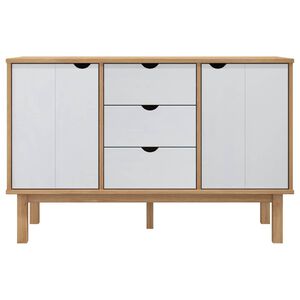 vidaXL Aparador OTTA madera maciza pino marr&oacute;n y blanco 113,5x43x73 cm