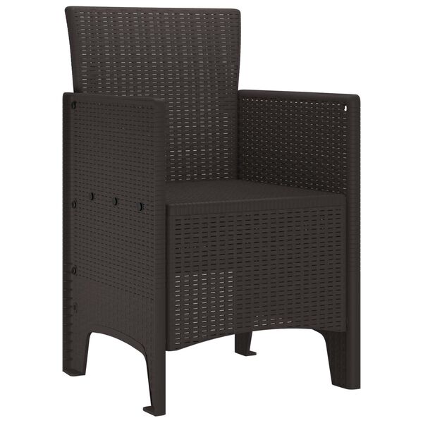 vidaXL Silla de Jard&iacute;n 2 pcs Marr&oacute;n 53 x 49 x 85 cm Polipropileno