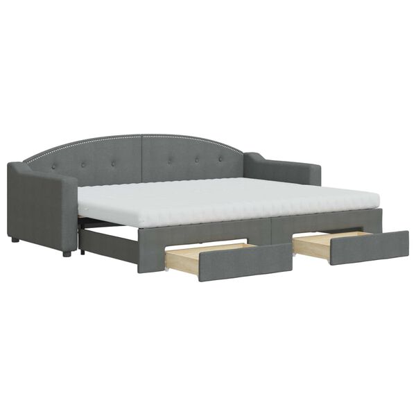 vidaXL Sofá cama nido con cajones tela gris oscuro 80x200 cm