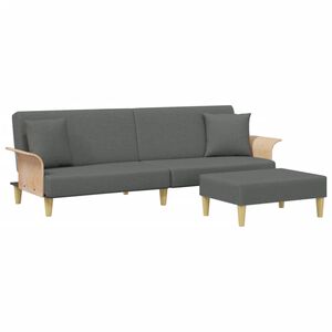 vidaXL Sof&aacute; cama 2 plazas y almohadas taburete terciopelo gris oscuro