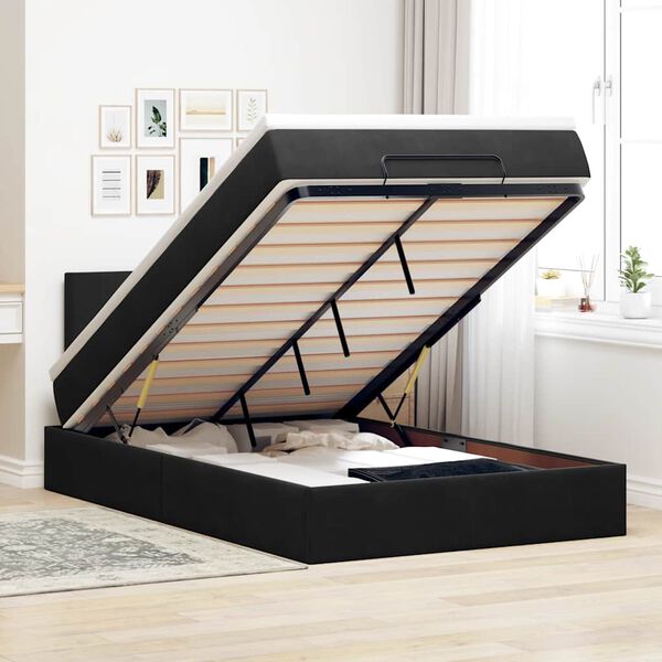 vidaXL Cama otomana con colch&oacute;n 120x190 cm terciopelo negro