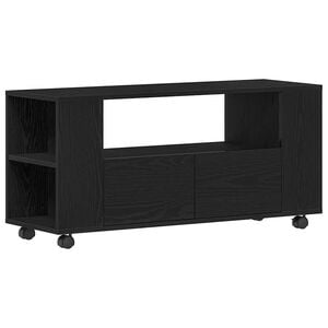 vidaXL Mueble TV ruedas madera ingenier&iacute;a roble negro 102x34,5x43cm