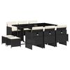vidaXL Set de comedor jard&iacute;n 11 pzas con cojines rat&aacute;n sint&eacute;tico negro
